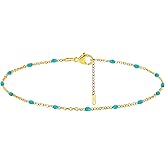 foyjoey Dainty Ankle Bracelets for Women 18K Gold Plated Satellite Beaded Herringbone Lip Chain Anklets Simple Minimalist Summer Beach Foot Jewelry Christmas Gifts