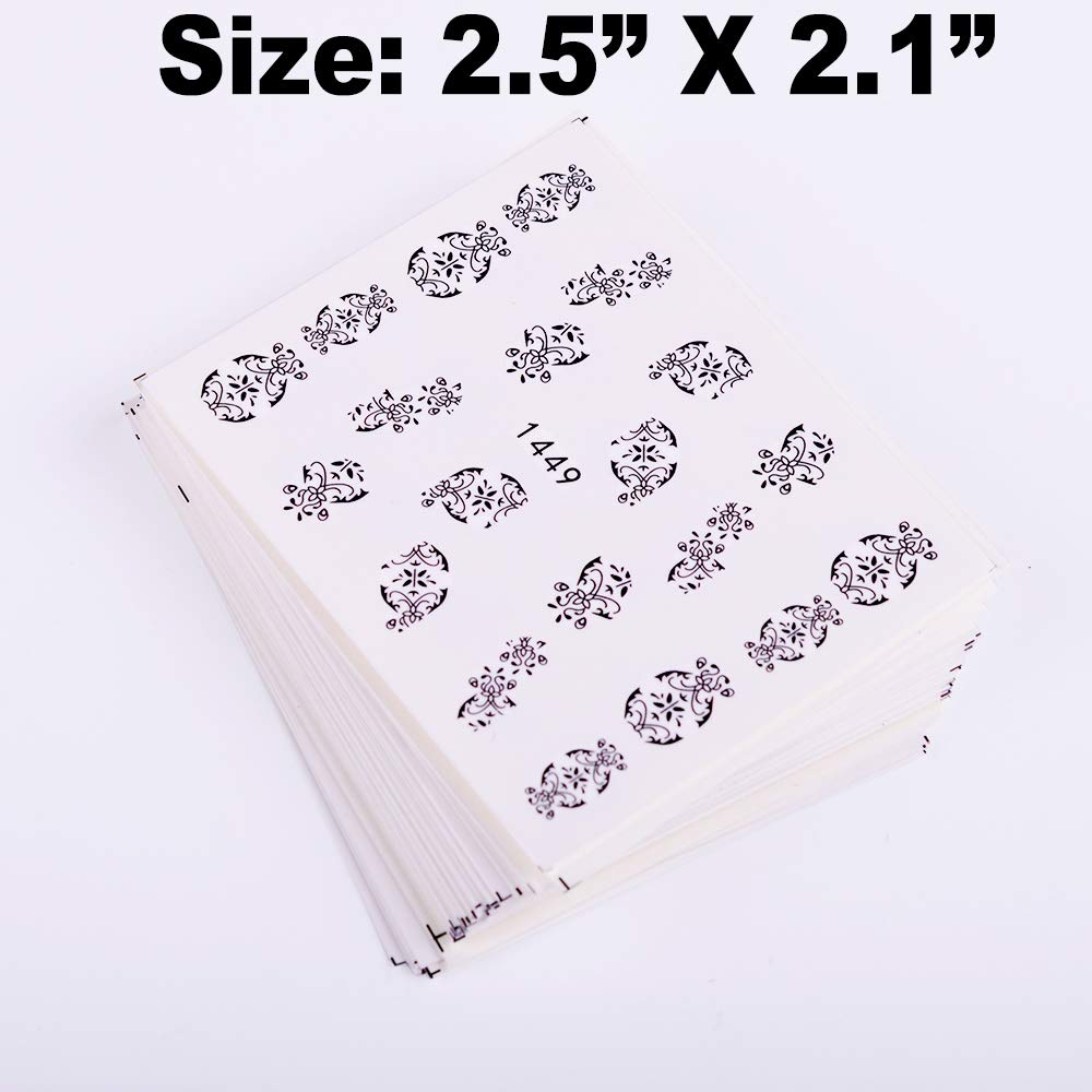 Nail Water Decals Nail Art Stickers for Women Nail Decorations Black Lace Slide Tattoo Papers - Butterfly, Flower, Cat, Long Vine - Toenail Accessories - 40 Sheets Assorted Designs - DIY Styling: Beauty