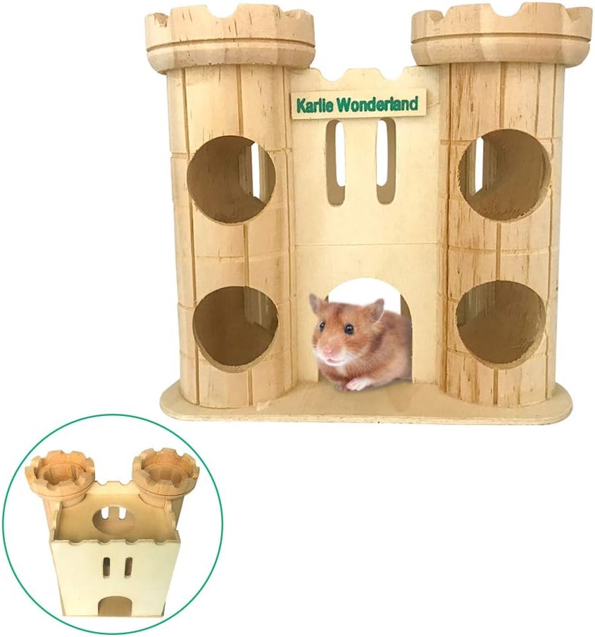 Niteangel Wooden Hamster House Small Animal Nesting Habitat Habitat Décor