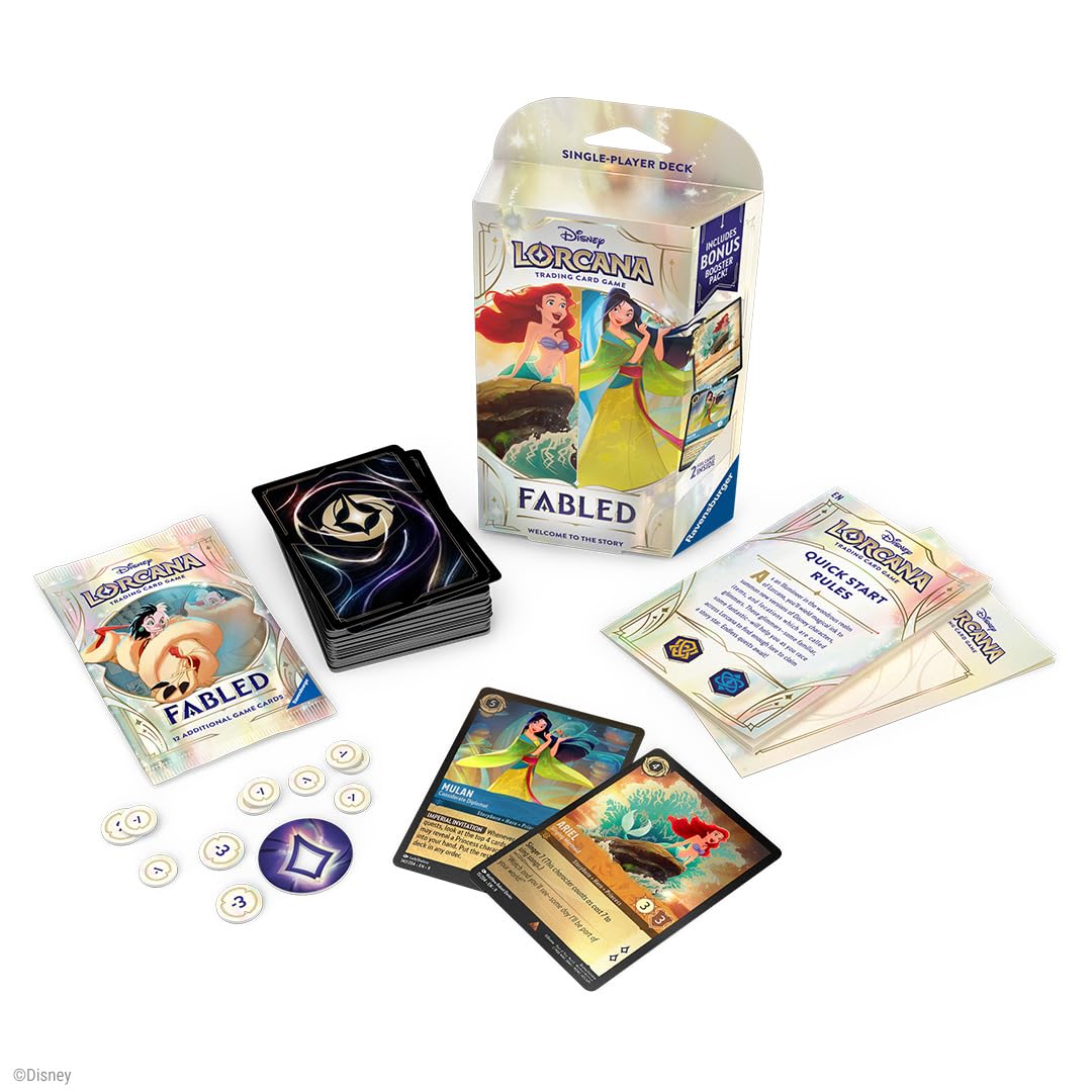 Ravensburger Disney Lorcana TCG: Fabled Single-Player Deck – Amber & Sapphire | Engaging Gameplay | Over 200 Original Disney Artworks | Ideal for Ages 8+