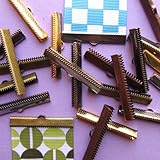 38mm or 1 1/2 inch Ribbon Clamp Crimps with Loop -- Mixed Finish