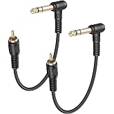 YANBORONSN 30CM 6.35mm TRS to 90 Degree RCA Cable | RCA Male to 1/4 Iinch TRS Male;For Guitar,Amplifier,Mixer,Recording Studio,and Home Theater,(2Pack,30CM)