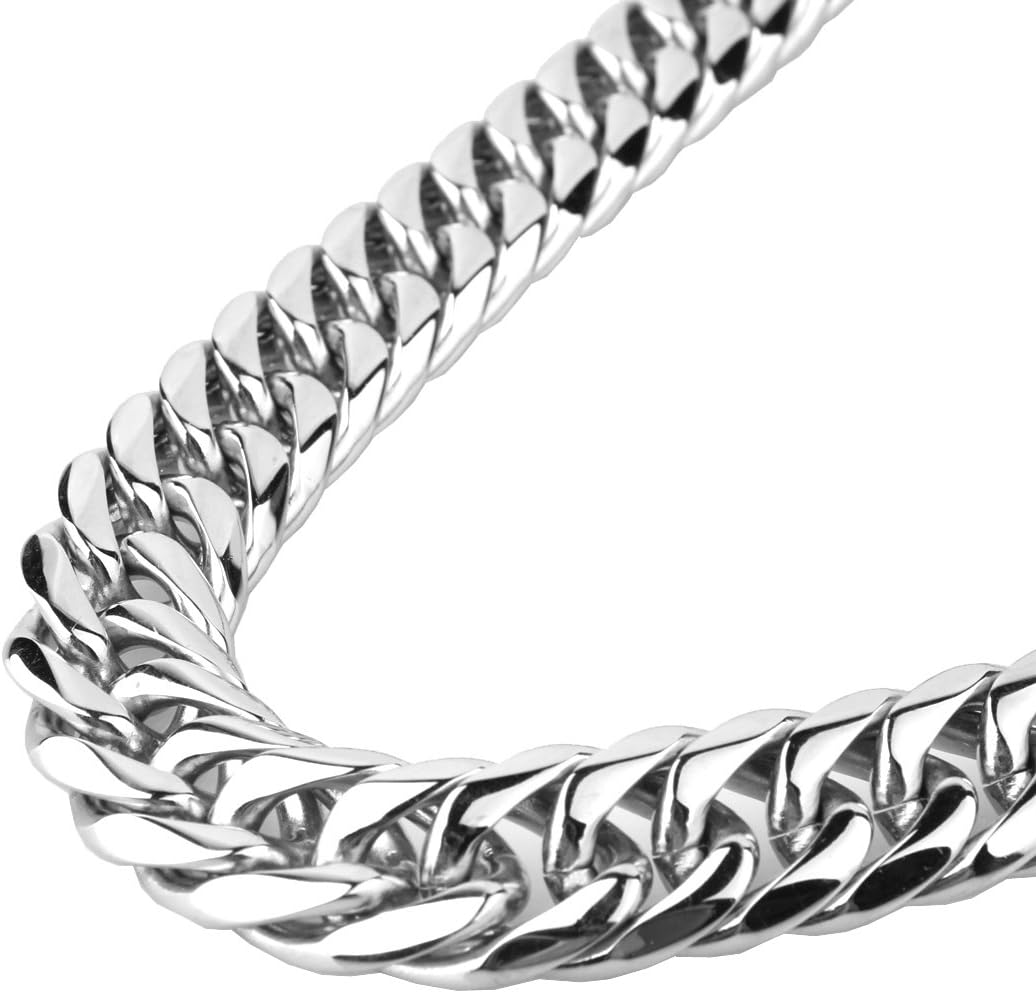 GZMZC Cuban Link Chain Necklace or Bracelet 9/11/13/16/19/21mm High Polished Stainless Steel Curb Chain for Men Boys Party Street Wear Hip Hop Miami Cuban Chains 7-30inches