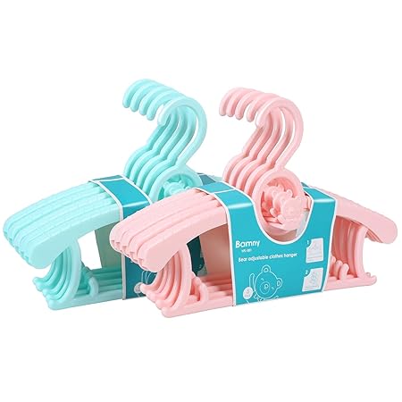 BAMNY mitwachsende Kinderkleiderbügel platzsparend mit stapelbaren Bärchen-Haken rutschfeste Kleiderbügel für Babys und Klein