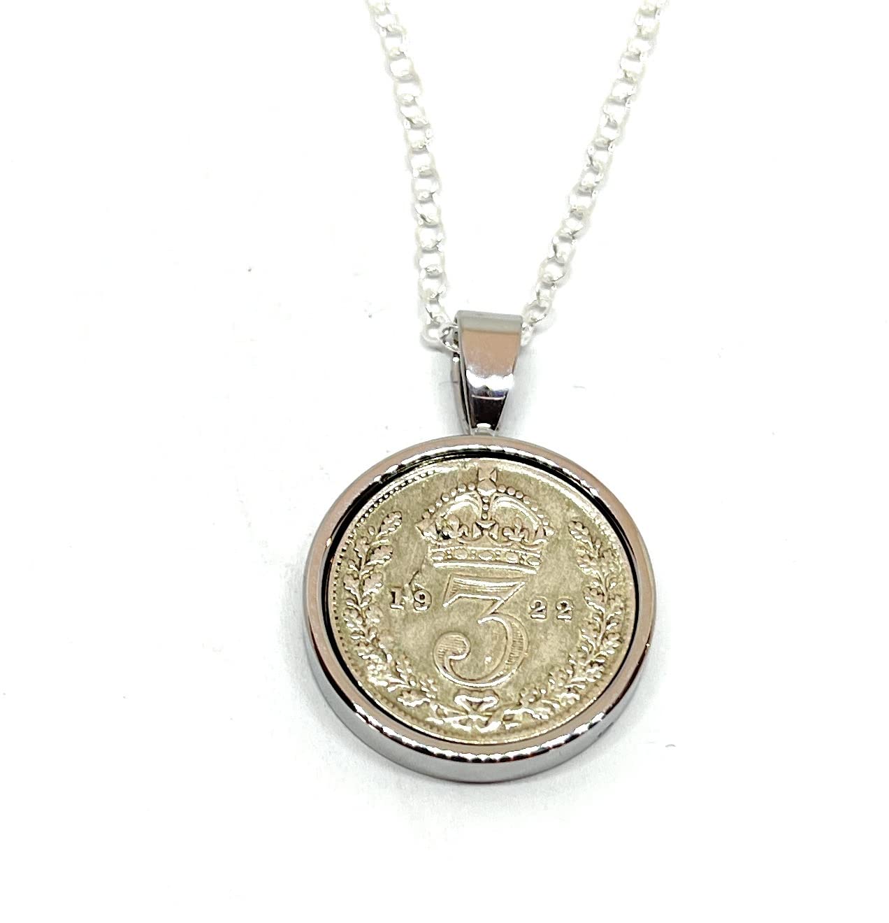 OCC Old Coin Cufflinks 1922 Solid Round Silver Plated Pendant for a 104th birthday