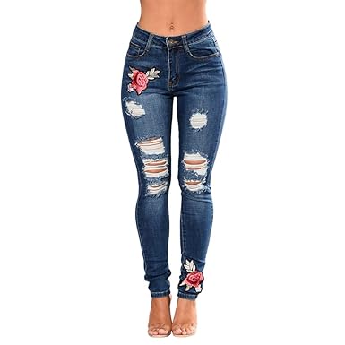 Creazrise Pantalones De Jean Para Mujer Ajustados Rectos
