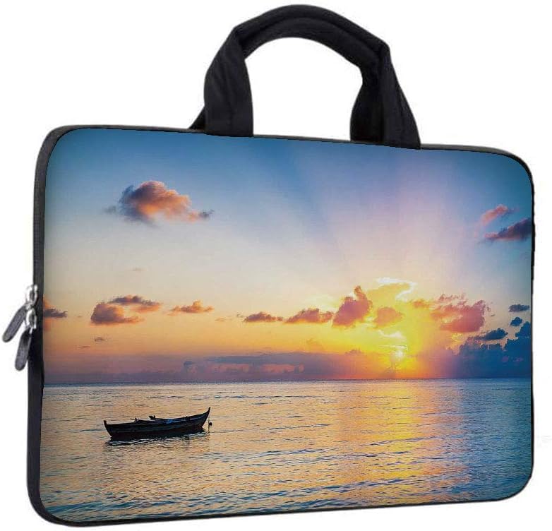 12" Neoprene Laptop Bag,Landscape Sun on Business Briefcase Compatible with MacBook Air