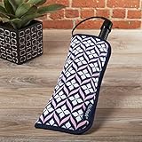 Fit & Fresh Hot Iron Shield, Heat-Resistant Storage/Travel Case for Hair Straighteners, Flat Irons or Curling Irons, Navy Pink Lily Drop
