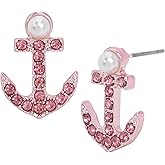 Betsey Johnson Womens Anchor Stud Earrings