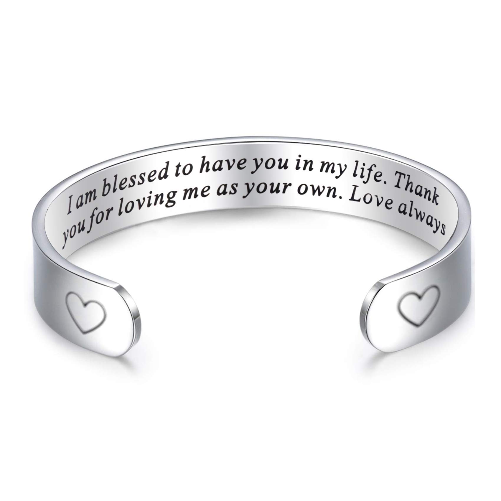 LParkin Bonus Mom Gifts Bracelet For Stepmom Meaningful Gift For Step Mother Cuff Bracelets I Am Blessed To Have You In My Life