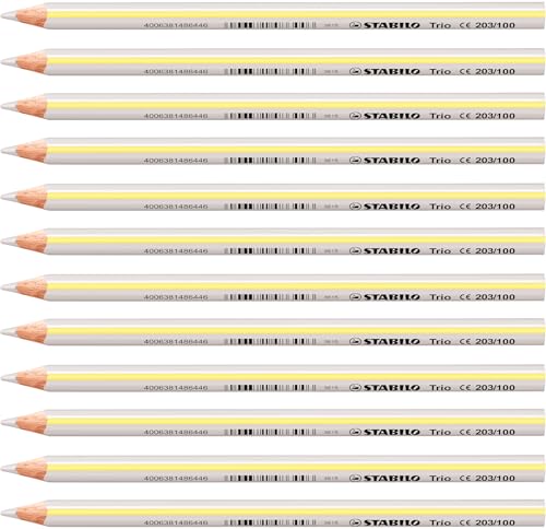 STABILO Trio Lot de 12 crayons de couleur Blanc