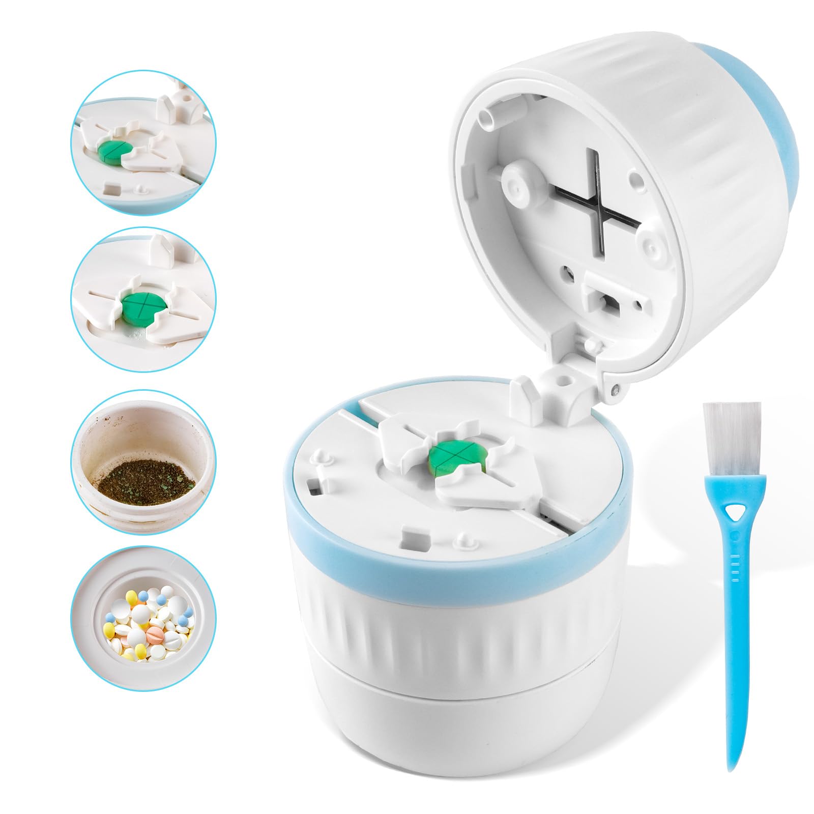 Photo 1 of 1/4 Pill Cutter, Pill Crusher, 1/2 Divider Sturdy Tablet Cutter, Hidden Blade, Ideal for Cut Pills, Vitamins, Tablets, Pill Grinder, Pill Organizer, with a Brush