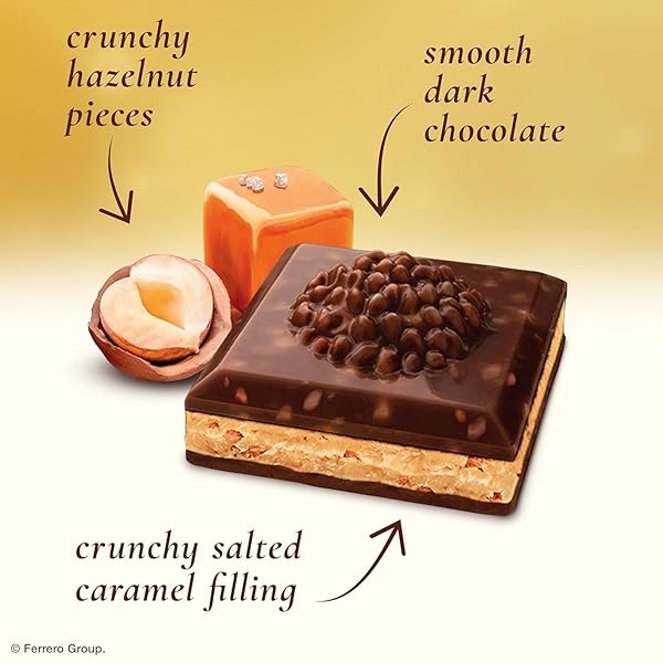 FERRERO ROCHER DARK CHOCOLATE BAR, 55% DARK WITH HAZELNUT AND SALTED CARAMEL, 90G