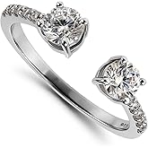 Hoops & Loops Sterling Silver Polished Cubic Zirconia Round Open Wrap Band Ring