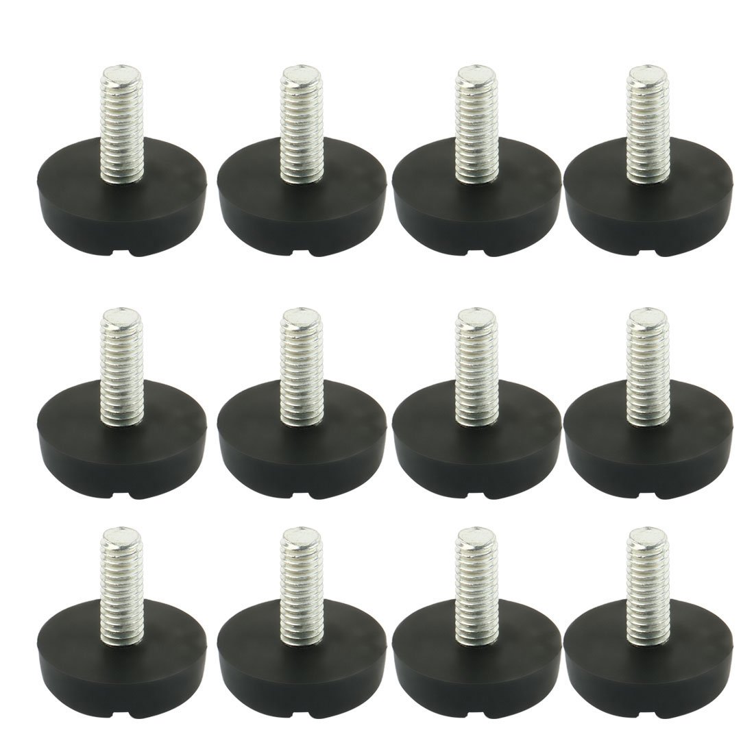 Sourcingmap M6 x 20mm Leveling Feet Adjustable Threaded Pole Leveling Foot Furniture Glide 12pcs