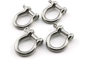 Lind Kitchen 4pcs 1/4 Inch Stainless Steel Bow Shackle Screw Pin Anchor Shackle Hardware Rigging Outdoor Tools for Survival Rope Paracord Camping Bracelet Bow Buckle M6