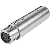QIANRENON 5Pin to 3Pin XLR Audio Adapter, Female to Male DMX Converter Connector Plug for Microphone, Stage Lighting Dimmer S