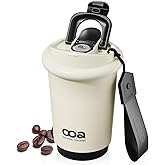 OOA Insulated Travel Coffee Mug，Flat-White 6H Insulation Coffee Cup with Lid and Straw，13Oz Stainless Steel Leakproof & Spill-Proof Tumbler for Hot and Cold Water