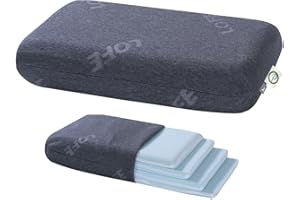 LOFE Adjustable Thin Memory Foam Pillow - 4 Heights from 1.2 to 4.8in, Cervical Pillow for Neck Pain Relief, CertiPUR-US Neck Support Pillow for Side Sleepers, Back/Stomach Sleepers, a Removable Cover