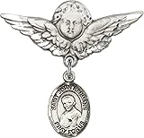 Sterling Silver Baby Badge Guardian Angel Pin with