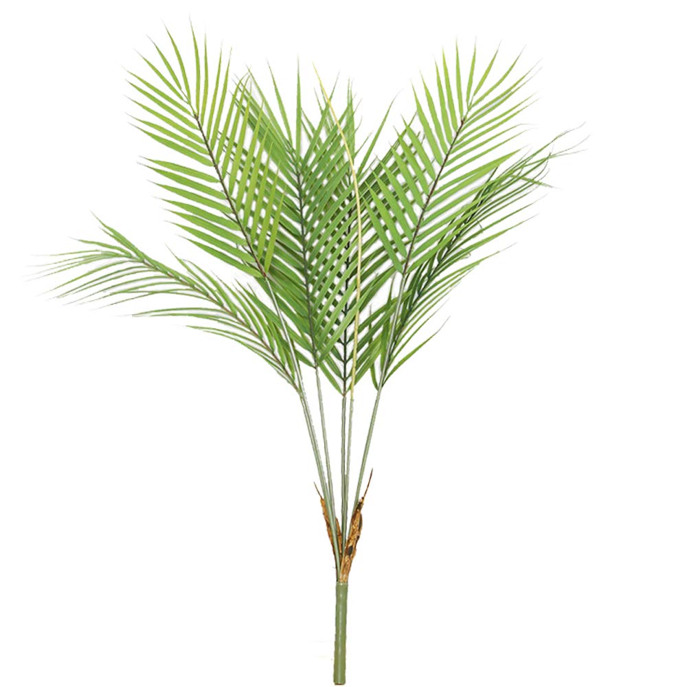 Aisamco Artificial Tropical Palm Leaf Bush Artificial plant in Green 1 Pcs Plastic Areca Palm Plant 6 Leaves 29.5" Tall for Tropical Greenery Accent Floral Home Office Decoration