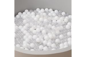 EOSAU 100 PCS Ball Pit Balls for Toddlers 2.16in Play Ball Mixed Color Ocean Balls Baby Toys for Pool Play House Birthday Party Decoration (White, Transparent)