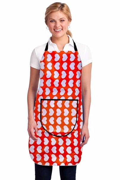 Super India Modern PVC Waterproof Kitchen Apron with Front Pocket, Orange