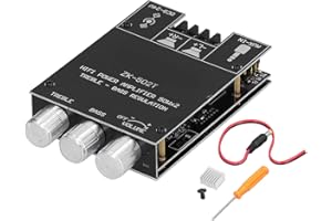 Dual Channel Power Amplifier Module Bluetooth Stereo AMP Board with Treble Bass Control ZK‑502T