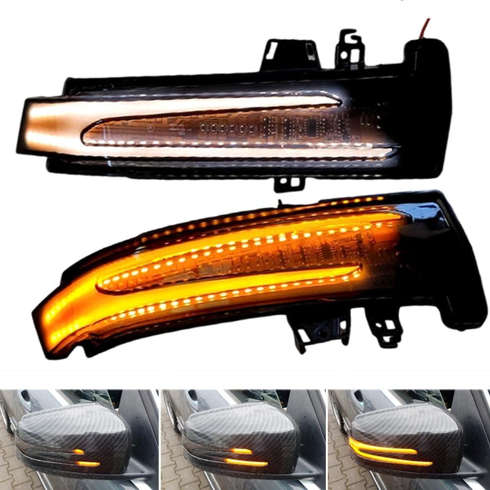 Photo 1 of Hacreyatu Dynamic Led Side Mirror Sequential Turn Signal Lights For Mercedes Benz A/B/C/E/S/CLA/GLA/GLK/CLS Class W176 W246 W204 W212 X156 C250 C300 C350+ (White)