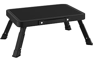 STAFOPO Folding Step Stool for Adults Kids, Heavy Duty Height-Adjustable Foldable Stepping Stool with Non-Slip Platform,Collapsible Foot Step Stool for Bathroom Bedroom Kitchen RVs with 500 LBS Capacity,Black