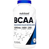 Nutricost BCAA Capsules 2:1:1 500mg, 500 Caps, 250 Servings - 500mg of L-Leucine, 250mg of L-Isoleucine and L-Valine Per Serv