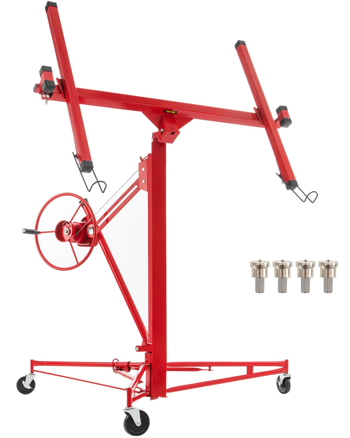 Photo 1 of VEVOR Drywall Lift, 16ft Drywall Panel Hoist, Drywall Rolling Lifter of 150lb Load Capacity Lifting Tool, Steel Material with Telescopic Arm & 3 Lockable Wheels, 48 x 192 Inch Plasterboard Size