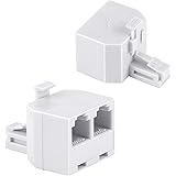 Uvital RJ11 Duplex Wall Jack Adapter Dual Phone Line Splitter Wall Jack Plug 1 to 2 Modular Converter Adapter for Office Home