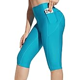 baleaf Women's 14" High Waisted Swim Capris Long Swim Shorts Knee Length UPF50+ Swimsuit with Liner and Pockets