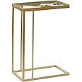 Deco 79 Metal Side End Accent Table End Table with Clear Glass Top, Side Table 18" x 11" x 25", Gold