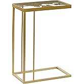Deco 79 Metal Side End Accent Table End Table with Clear Glass Top, Side Table 18" x 11" x 25", Gold