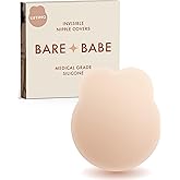 Bare Babe Nipple Covers with Lift - Reusable Sticky Bra Push Up - Waterproof Nipple Pasties Strapless Bras for Women 4 Shades