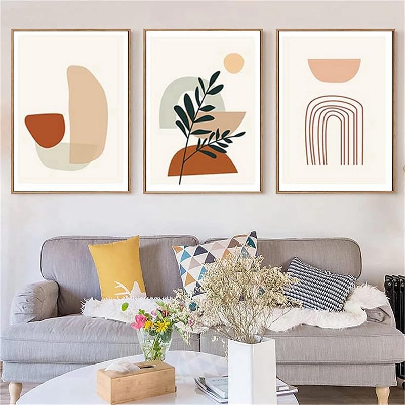 QPLGTU Geometric Abstract Poster Set, Plant Art Decoration Pictures, Printed Posters on The Background Wall of The Living Room and Bedroom, Frameless (Style 3, 30x40cm*3) — image 1