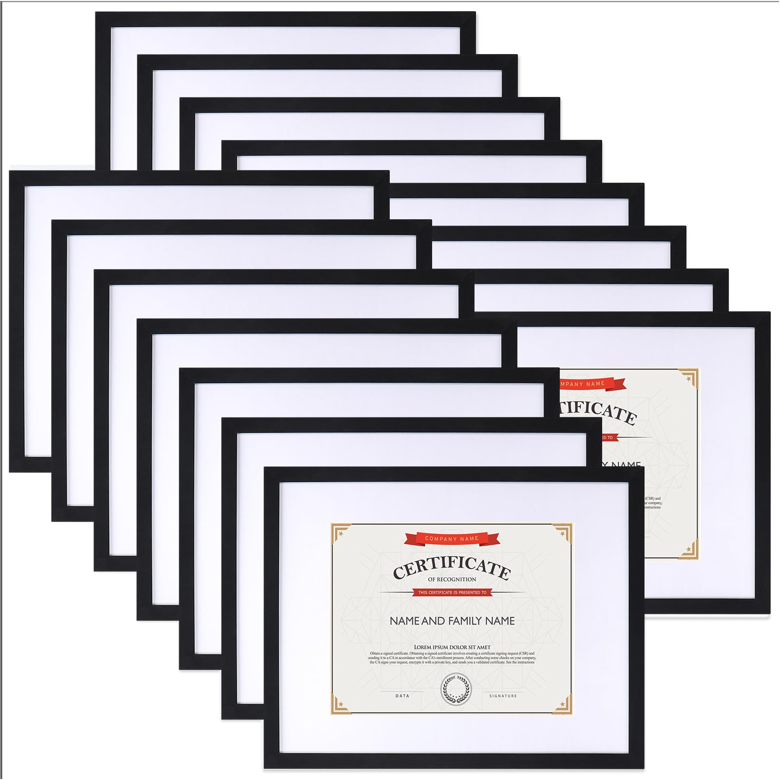 Photo 1 of Lyeasw 8.5x11 Picture Frame Black 15 Pack, Display 8.5x11 Certificate with Mat or 11x14 Picture without Mat, Multi Award Diploma Document Frame for Wall or Tabletop