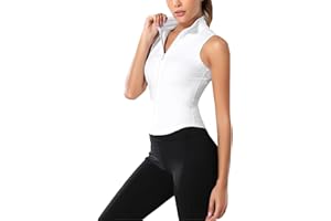 Flygo Women's Full Zip Sleeveless Workout Yoga Active Jacket Vest Golf Shirts