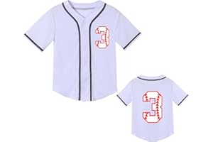 Icibgds Toddler Baseball Jersey Baby Boys 3rd Birthday Shirt Girls 4th Birthday V-Neck Short Sleeve Party Tees