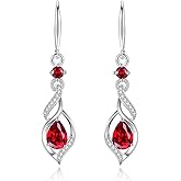 FANCIME Gift for Women Birthstone Dangle Earrings for Her Teardrop Birthstone Earrings S925 Sterling Silver infinity Love Birthday Gifts for Mom Women