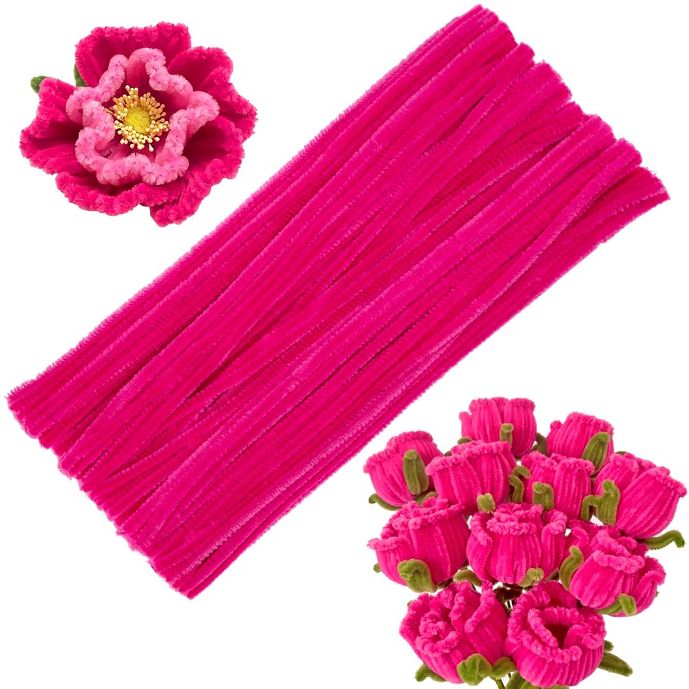 Photo 1 of 100 Pieces  Cleaners Chenille Stem, Rose Red Pipe Cleaners Set for Crafts DIY Arts Home Decorations (Rose Red)