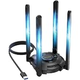 WAVLINK BE6500 USB WiFi 7 Adapter for Desktop PC, Tri-Band PC WiFi Adapter | 6GHz/5GHz/2.4GHz, Multicolor Status LED, 4x5dBi High Gain Antennas, USB 3.0, WPA3, MLO, OFDMA, 4K-QAM, Only for Windows 11/10