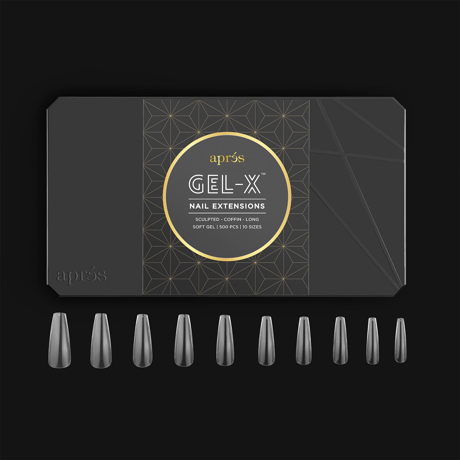 Apres Nail Gel-X Sculpted Coffin Long Box of Tips | 500 Gel-X Tips | Premium Quality | 10 Sizes 0-9 | No Size 00 Included | 2022 Version - Image 2