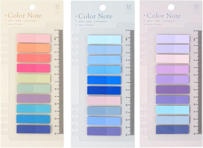 Qufiiry 600 Pcs Sticky Notes 3 Packs Ruler Pages Markers Colored Tabs