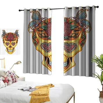 Amazon Com Warm Family Red Curtains Day Of The Dead Decor Spanish