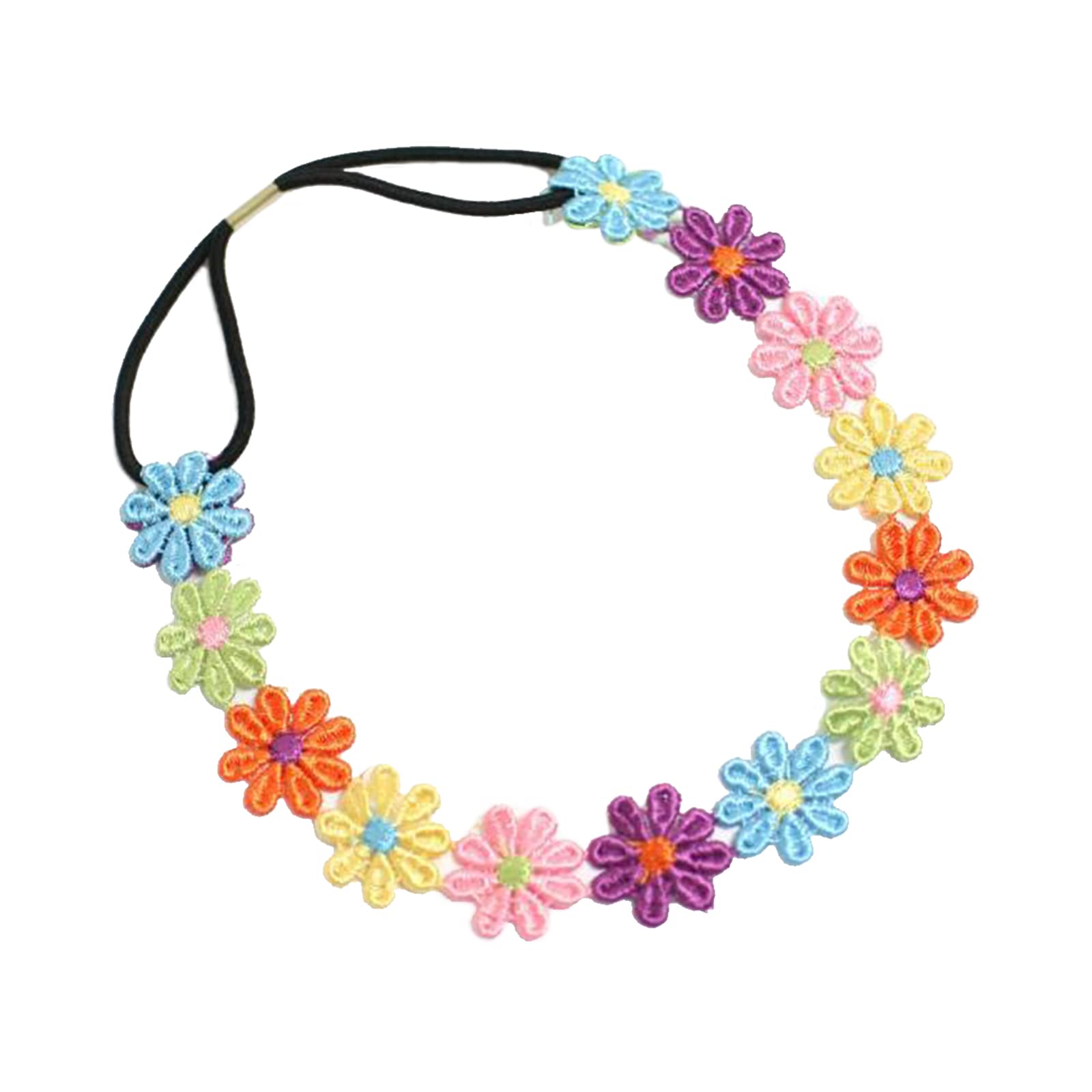 TSHAOUN 3 Multicolor Daisy Flower Headband, Multi Colour Daisy Chain Elasticated Headband Fashion Floral Headbands, Festival Hair Accessories for Festival Party Favor, Wedding Party (3 Multicolor)