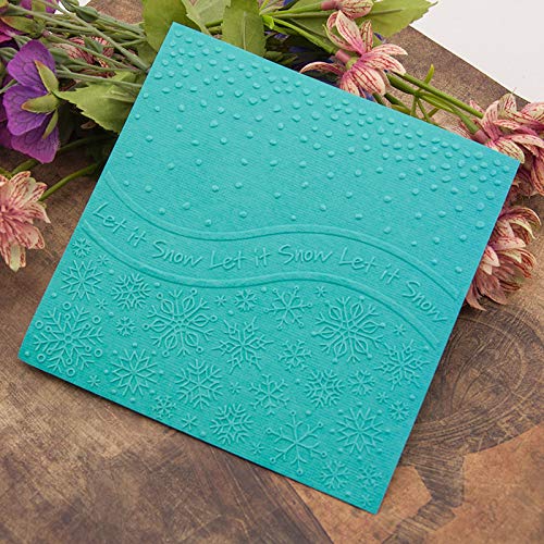 Kwan Crafts Merry Christmas Snowfall Let it Snow Snowflake Plastic Embossing Folders for Card Making Scrapbooking and Other Paper Crafts, 15x15cm