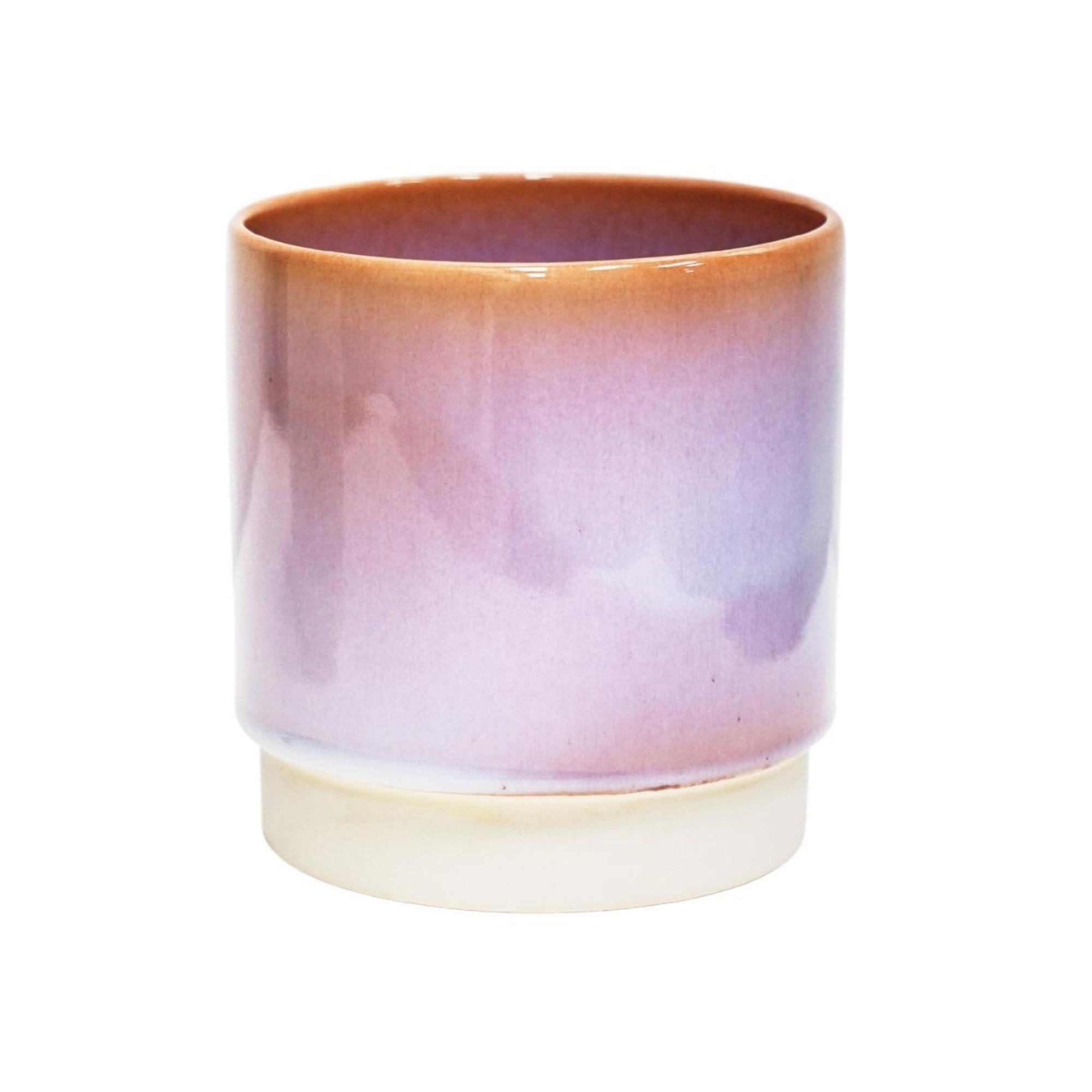 Ivyline Copenhagen Two Tone Planter in Pink - Waterproof & Stylish - Contemporary Indoor Earthenware Flower Pot with Glazed Finish - H19.5cm x D18.5cm